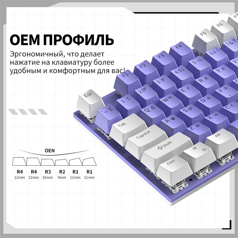 Tapa de teclado mecánico versión rusa, 119 teclas, 127 teclas, ABS, OEM, MX, interruptores Cherry, teclas de Color, tamaño completo