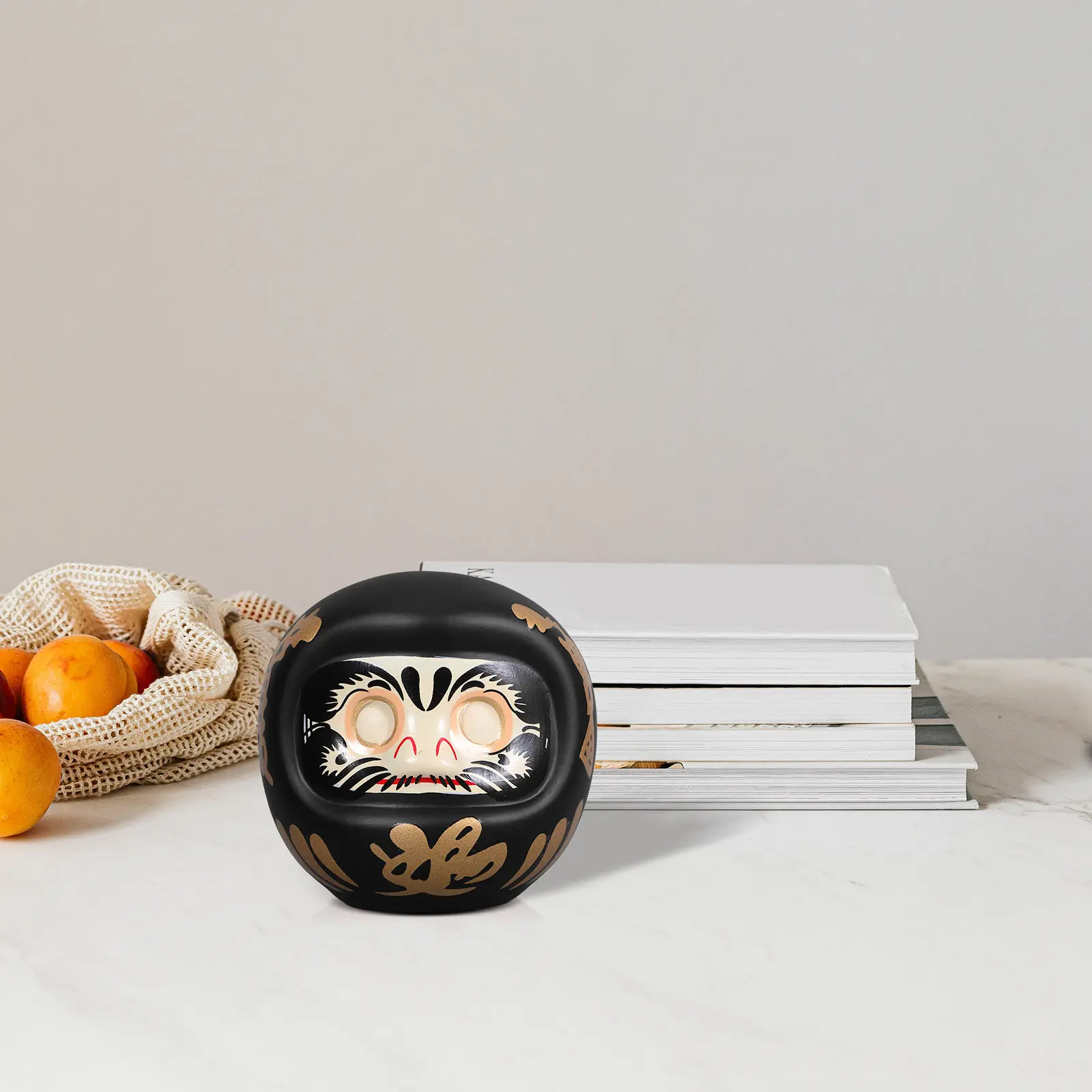 Japanese Daruma Mini Ceramic Piggy Bank Coin Saving Jar for Desk Shelf Car Dashboard Home Office Decor Lucky Wealth Accumulation