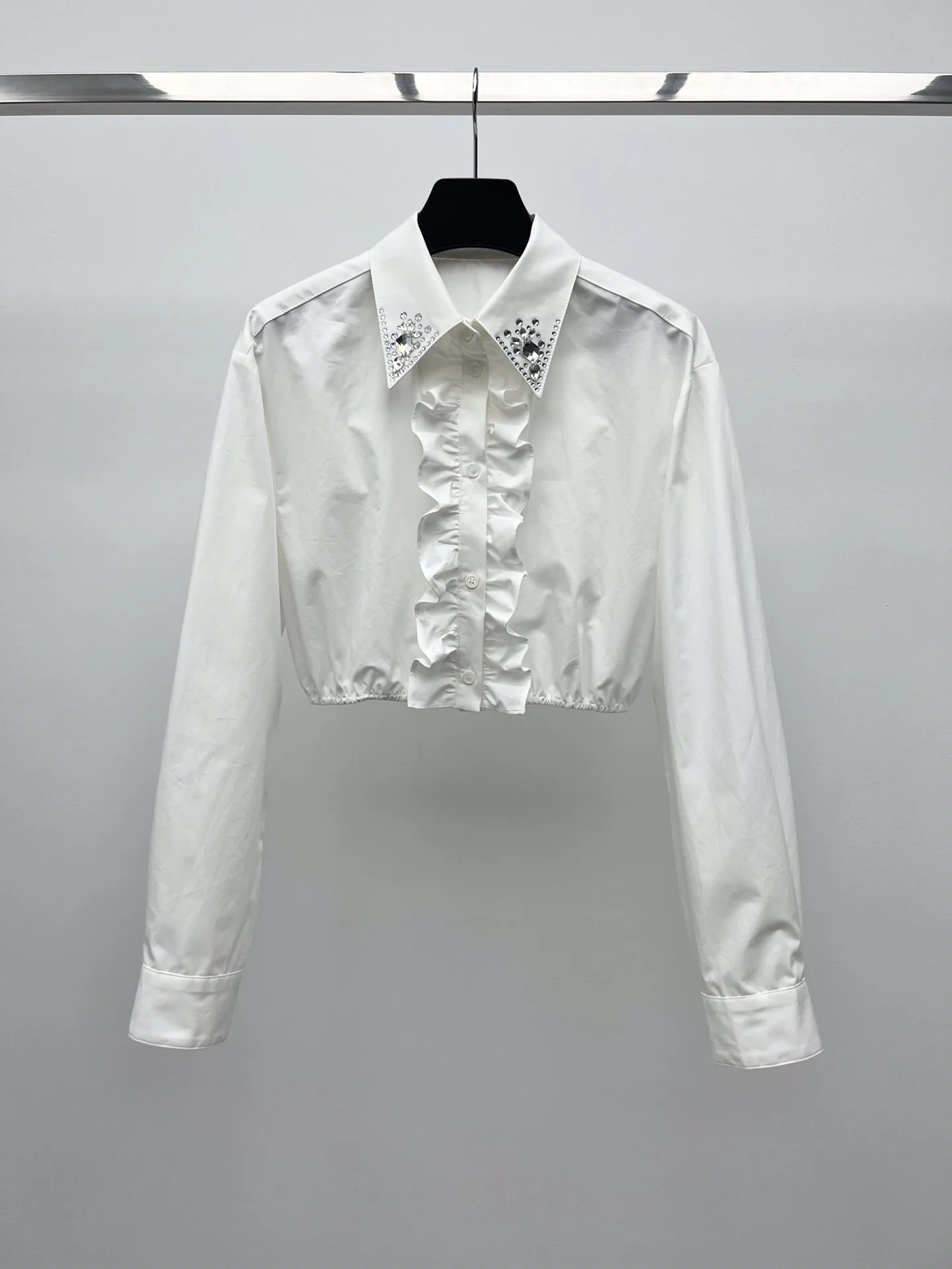 2024 Women's Clothing rhombus crystal embellished shirt Spring Summer New No.40