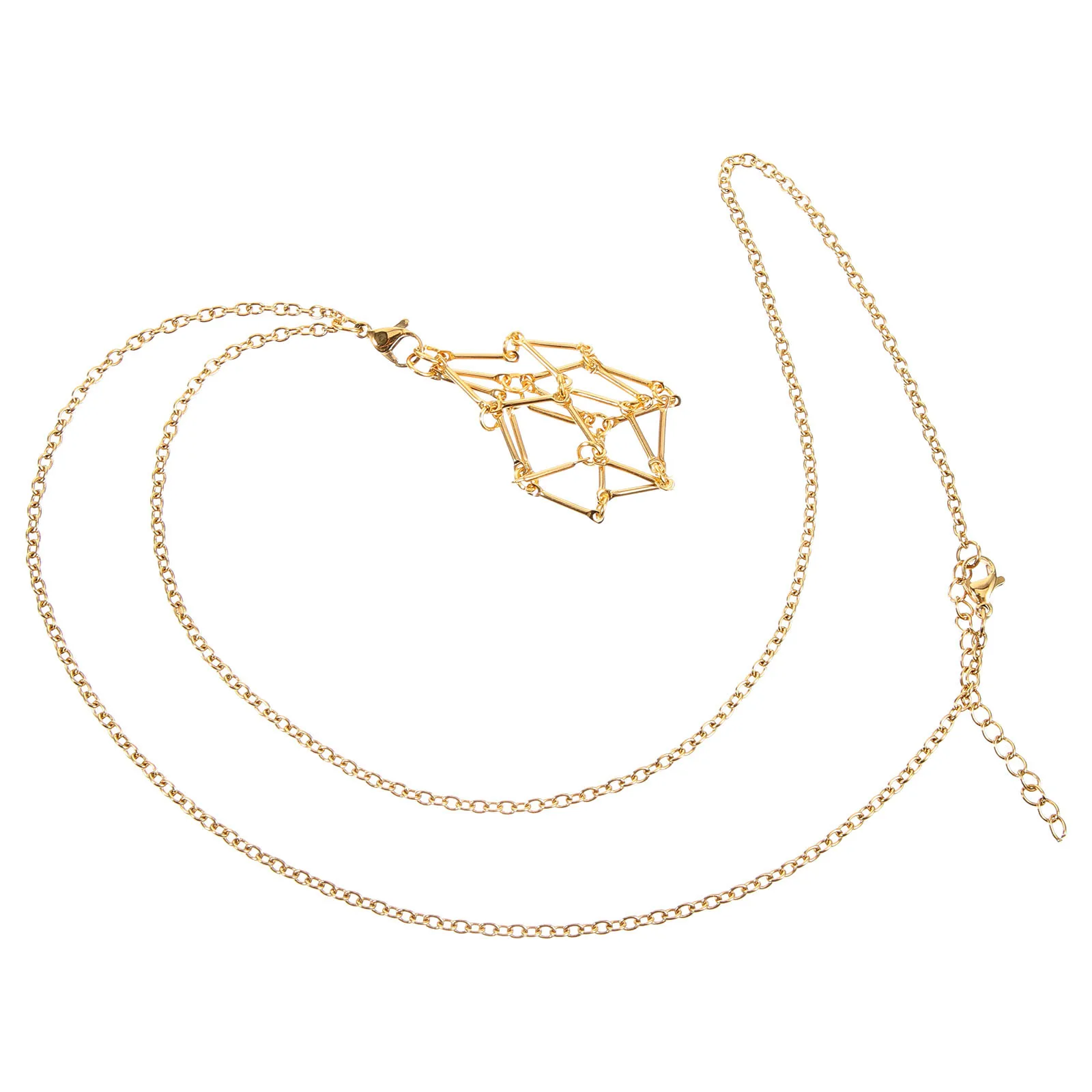 Metal Crystal Holder Necklace Hollow Pendant Base for Stone DIY Jewelry Craft Cord Chain Replacement Part Chic Aesthetic Design