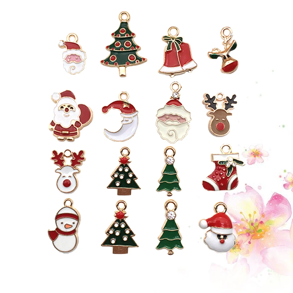 

60pcs Alloy Pendant Charms Christmas Drip Oil Jewelry Accessories For Diy Necklace Bracelet Keychain Decorative Gift Set