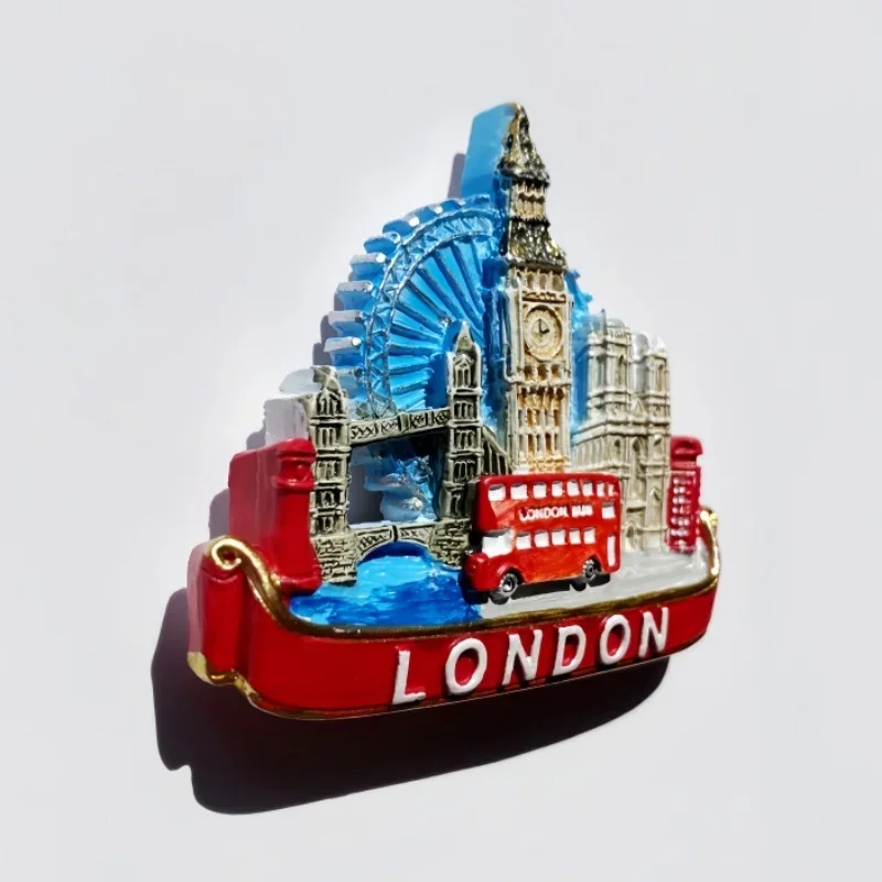 Londres royaume-uni, commémoration du tourisme, peinture 3D, monuments de ville, artisanat, réfrigérateur magnétique, jouets décoratifs