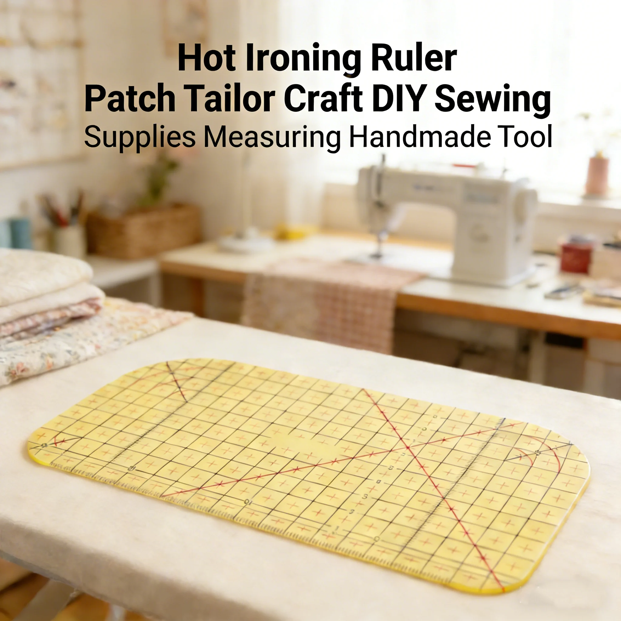 Régua de Passar a Ferro para Costura, Ferramenta Artesanal para Medir e Criar Patches DIY