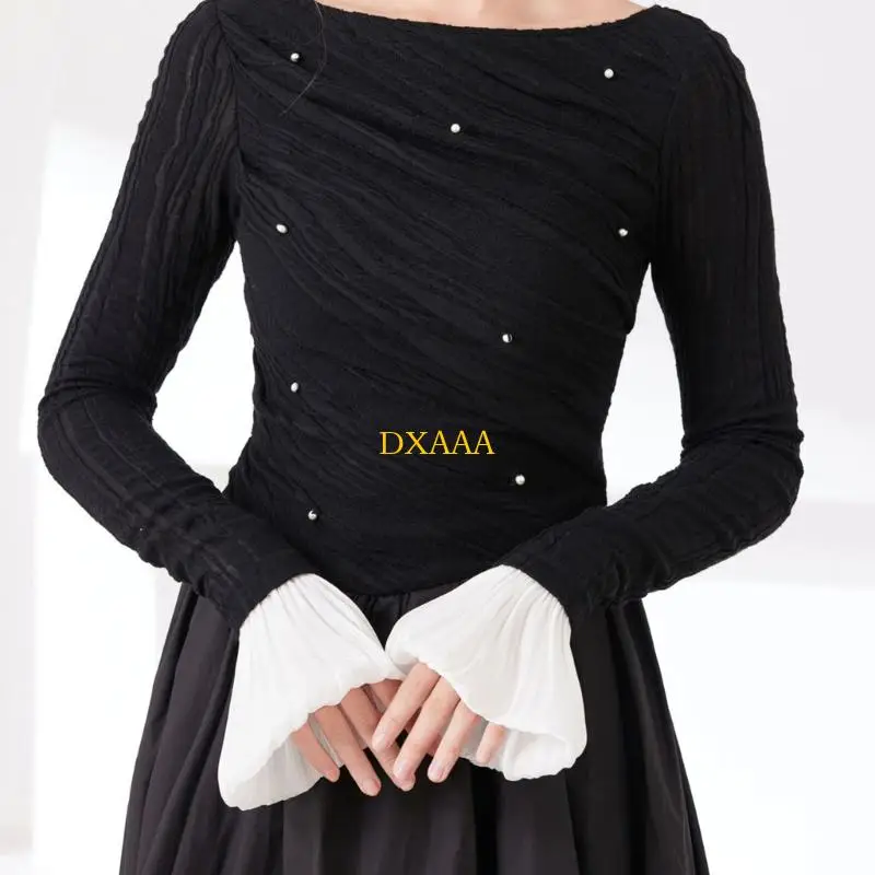 Dxaa encaje mangas con mangas acampanadas cubiertas brazo brazo mangas falsas para mujeres oficina