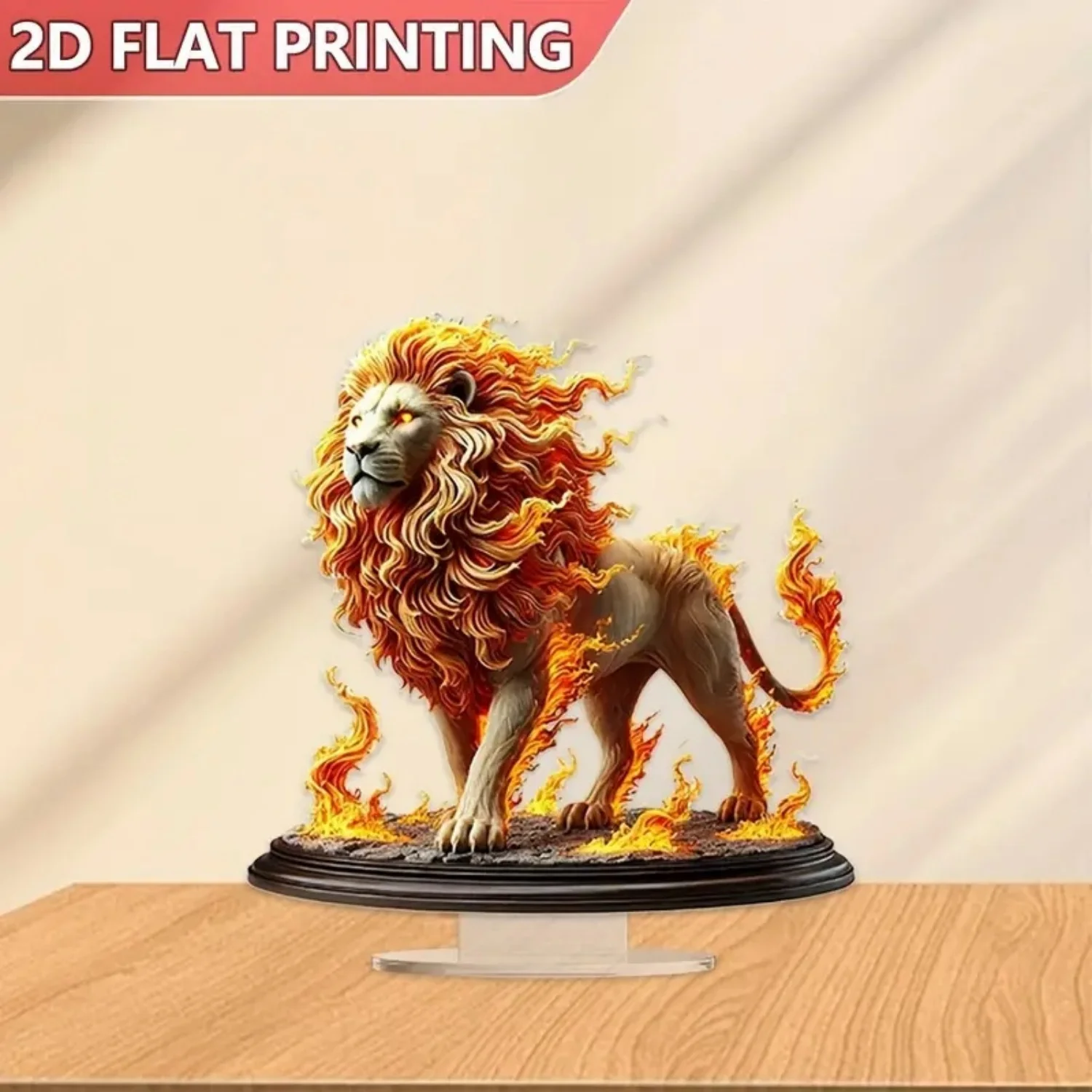 Male Lion Statue,2D Flat Animals Acrylic Figurine,Home,Office,Cafe,room,display Case,Table Ornament Desktop Decor Kit Gift