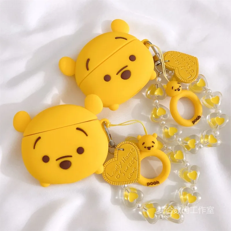 디즈니 러브 체인 귀여운 곰돌이 푸우 Apple AirPods 3세대 Pro 보호 케이스에 적합1/2 블루투스 이어폰 커버