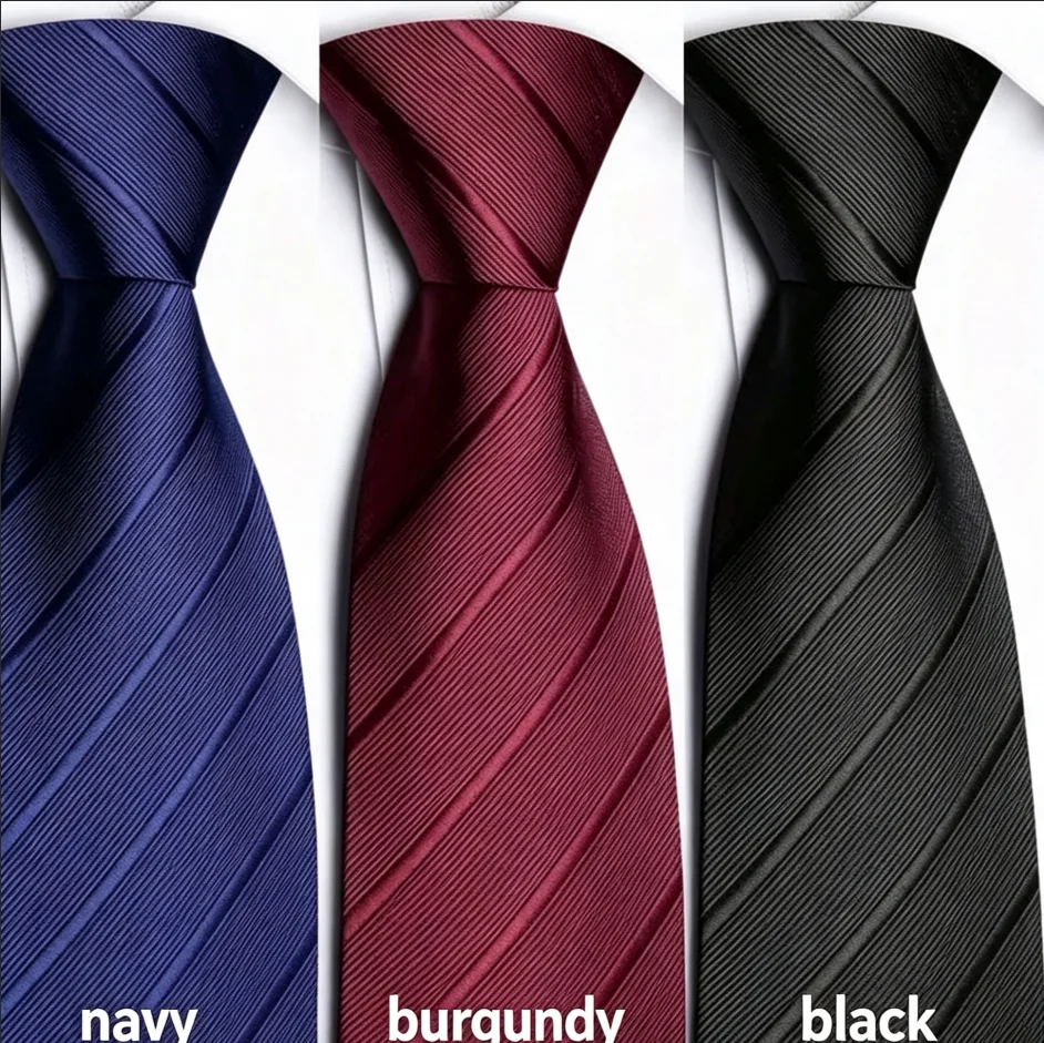2026 Men's 3-Piece Tie For Men Floral Party Ties Wedding Business Gift Men's Fashion Tie 8cm Striped Novelty Necktie Black Color