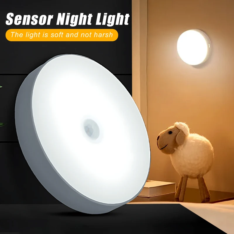 PIR Motion Sensor Light USB Rechargeable LED Night Lamp For Kitchen Cabinet Wardrobe Lamp Staircase Wireless Closet Light