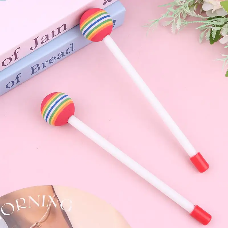 2Pcs Drum Sticks Round Felt Mallet Drum Sticks EVA Orff Hand Percussion Beat Rainbow Color Musical Instrument Accessories