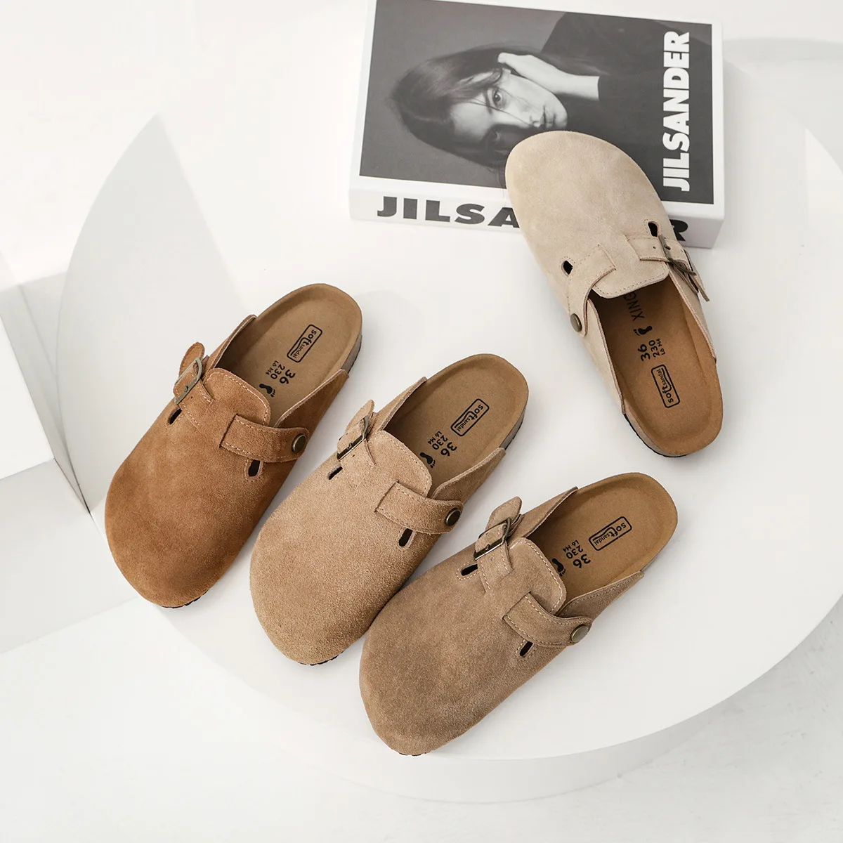 Fashion Retro Summer Women Men Casusal Sandals Suede Birken Sandals Couple Cork Half Slippers Mules Clog Slide Shoes With Buckle