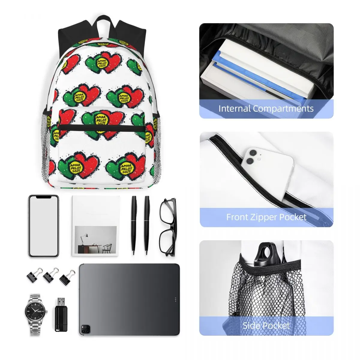 أمار بيلوس دويس - سلفادور سوبارال - يوروفيجن 2017 الفائز على ظهره حقيبة مدرسية المشي لمسافات طويلة السفر Daypack حقيبة الكتب حقائب الكتف #4