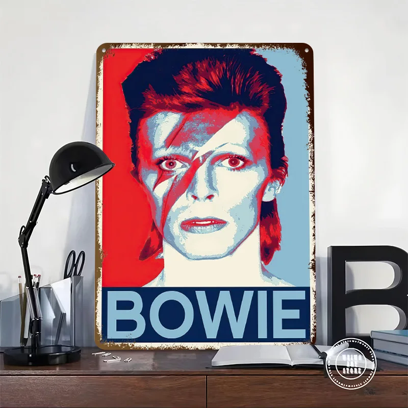 David Bowie Printed Poster Customized Retro Wall Art Vintage Metal Tin Signs for Decoration Living Room Decor Men Coffee Bar