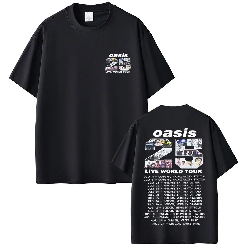 

Rock Band O-Oasis Live 25 World Tour T Shirts Men Women Casual Cotton Vintage T-shirts Male Fashion Gothic Oversized Streetwear