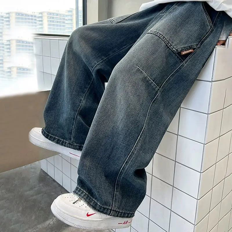 Boys Jeans Spring Autumn 2026 New Kids Loose Straight Pants Children Casual Denim Trousers Fall Fashion