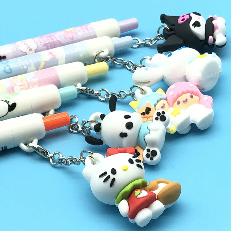 Imagem -04 - Sanrio Melody Olá Kitty Cartoon Gel Pen Bonito Rolo Caneta Esferográfica Corrente Chave Criativa Caneta Assinatura Papelaria Girl Gift