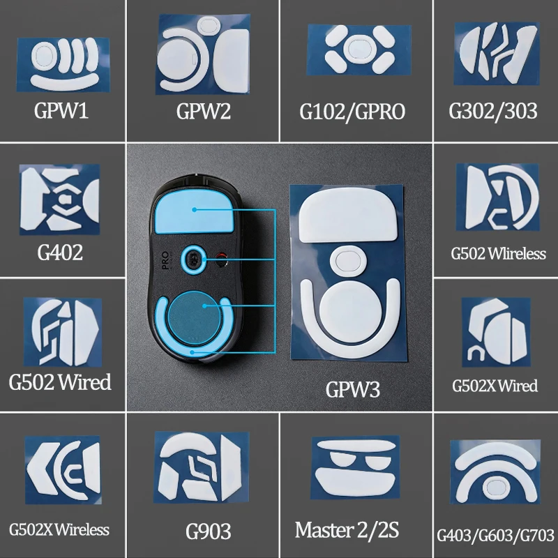 1Set White Mouse Feet Sticker For G302 G303 G304 G305 G402 G405 GPRO G502 G502X G903 GPW Mouse Skates Feet Pads