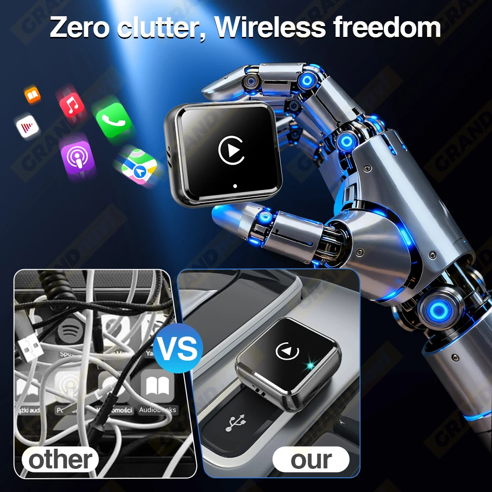 محول Carplay اللاسلكي الصغير USB التوصيل والتشغيل واي فاي بلوتوث آيفون Airplay Android Auto 3in1 Box Connect Carplay #6