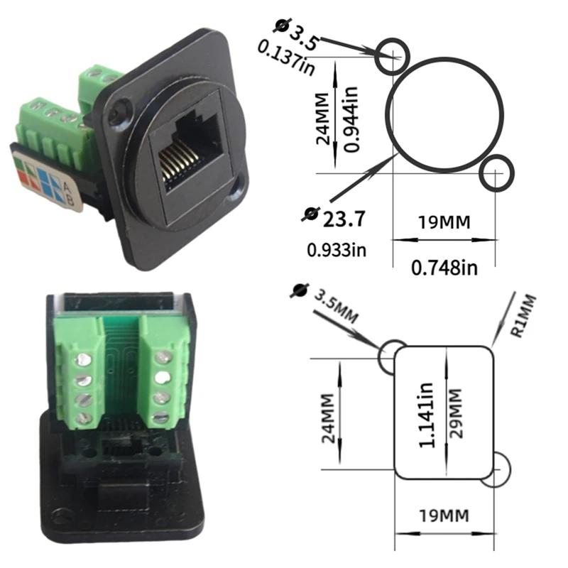 5 RJ45 CAT.5E bedradingsterminals Netwerkcomputermodules met bevestigingsmoeren