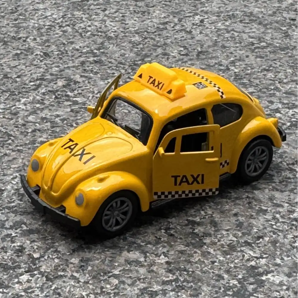 1/43 Alloy Taxi Car Model Mini Simulation Pull-Back Diecast Beetle Classic Vehicles Model Boy Kids Toy Collection Car Ornament