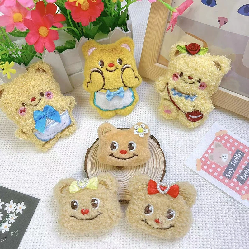 1PC Kawaii Bag Pendant Cartoon Plush Bear Head Keychain Cute Soft Stuffed Doll Toy DIY Decoration For Couple Friends Gift