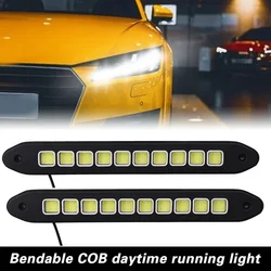 10LED Car COB Daytime Running Lights Bendable Waterproof Fog Lamp Flexible DLR Auxiliary Headlight Universal Auto White Lamps