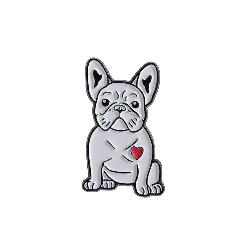 

Cute Dog Pet Red Heart Enamel Pins Cartoon Bulldog Animal Metal Brooches Lapel Badge Backpack Accessories Jewelry Friends Gifts