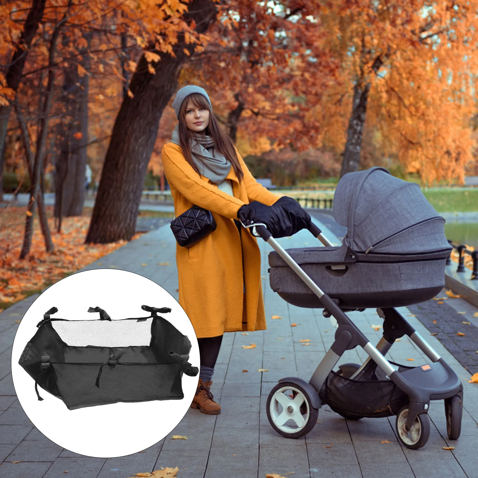 

Baby Stroller Organizer Large Capacity Oxford Cloth Hanging Bag Universal Pushchair Storage Basket Stroller Accessories Storage