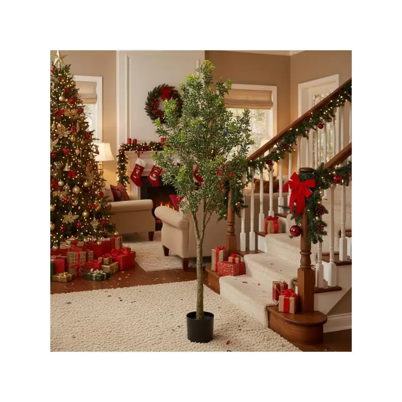 

6 футов искусственное горшечное дерево с естественными листьями для внутреннего домашнего декора в гостиной, спальне, офисе