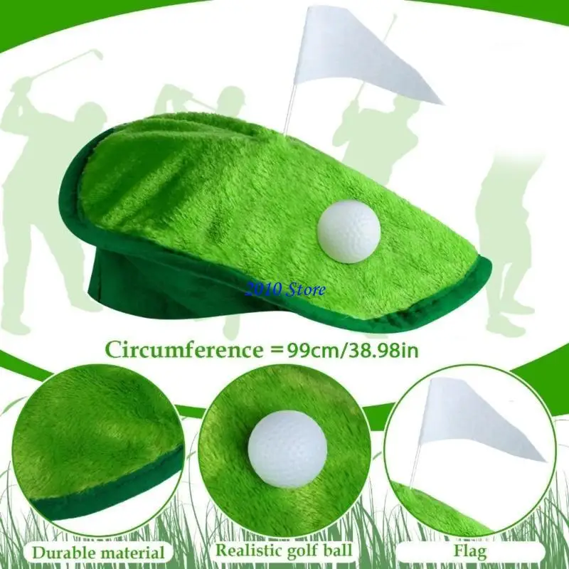 F3MF 30 سنتيمتر قبعة لاعب الغولف الأخضر مضحك الجدة قبعة قبعة الغولف الإبداعية مع أعلام الغولف الكرة لموضوع زي حفلة الإكسسوار