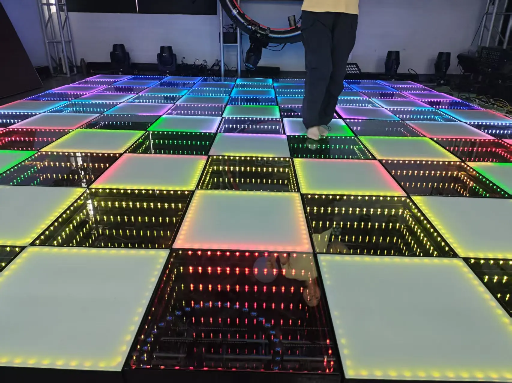 DMX RGB Color 3d Infinity Mirror Led Dance Floor for Wedding Party Stage Disco Night Club
