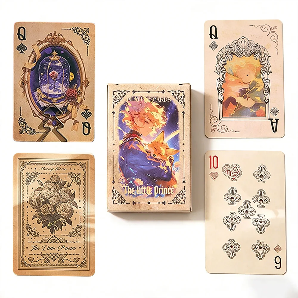 

2 Vintage-Style Poker Decks, 55 Illustrated Cards (8.9x5.9cm), Suitable for Poker Games, Board Games, Party Entertainment