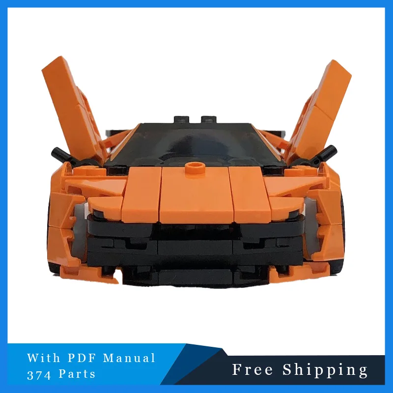 

374 шт. MOC, креативная мобильность, роскошный оранжевый спортивный автомобиль, строительный блок, модель детской сборки, кирпичная модель, образовательный подарок на фестиваль