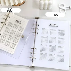 2024 Calendar PP Divider A5 A6 Loose Leaf Notebook Planner Index Sheet for Diary Journals Cute Stationery School Supplies New