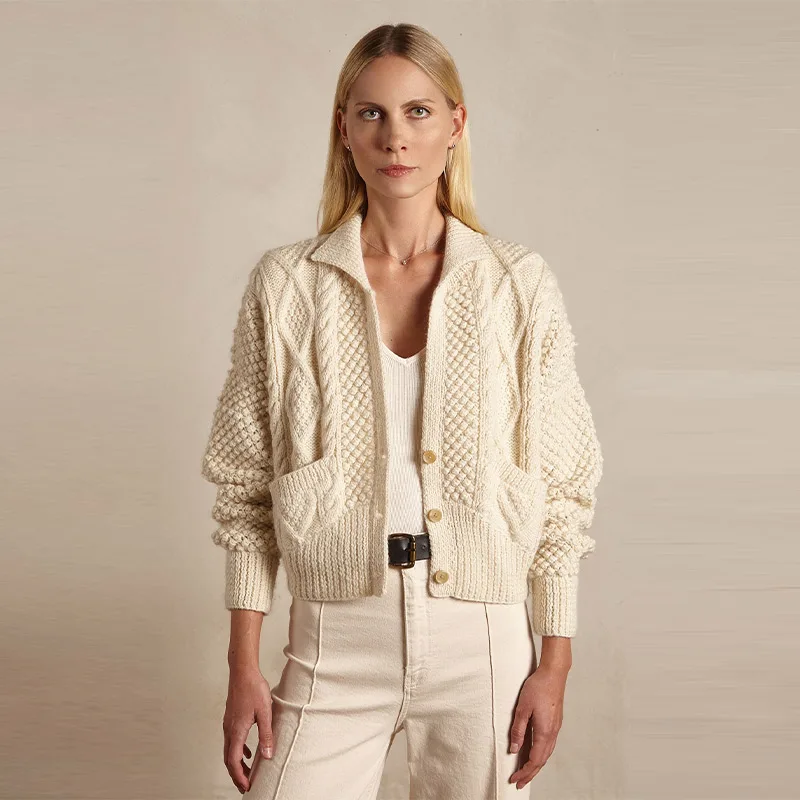 

Женский вязаный свитер с воротником и пуговицами, свитер с длинными рукавами и карманами, женская одежда для свиданий, 2024, новая женская модная одежда