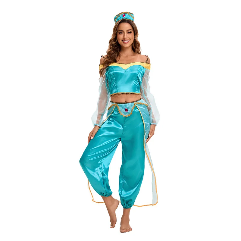 Disney Jasmine Princess Dress Aladdin Magic Lantern Halloween Cospaly Odzież dla dorosłych Anime Princess Dress Prezenty urodzinowe dla kobiet