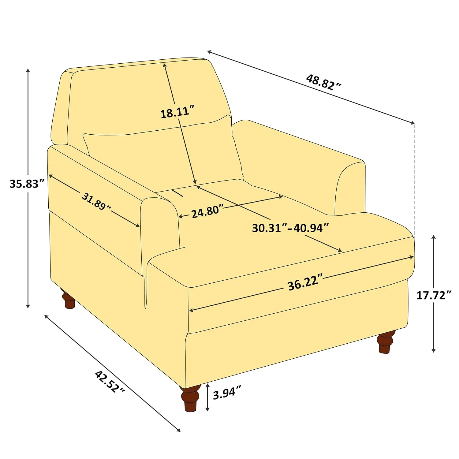 Oversized Chaise Lounge Adjustable Backrest Polyester White, Customized
