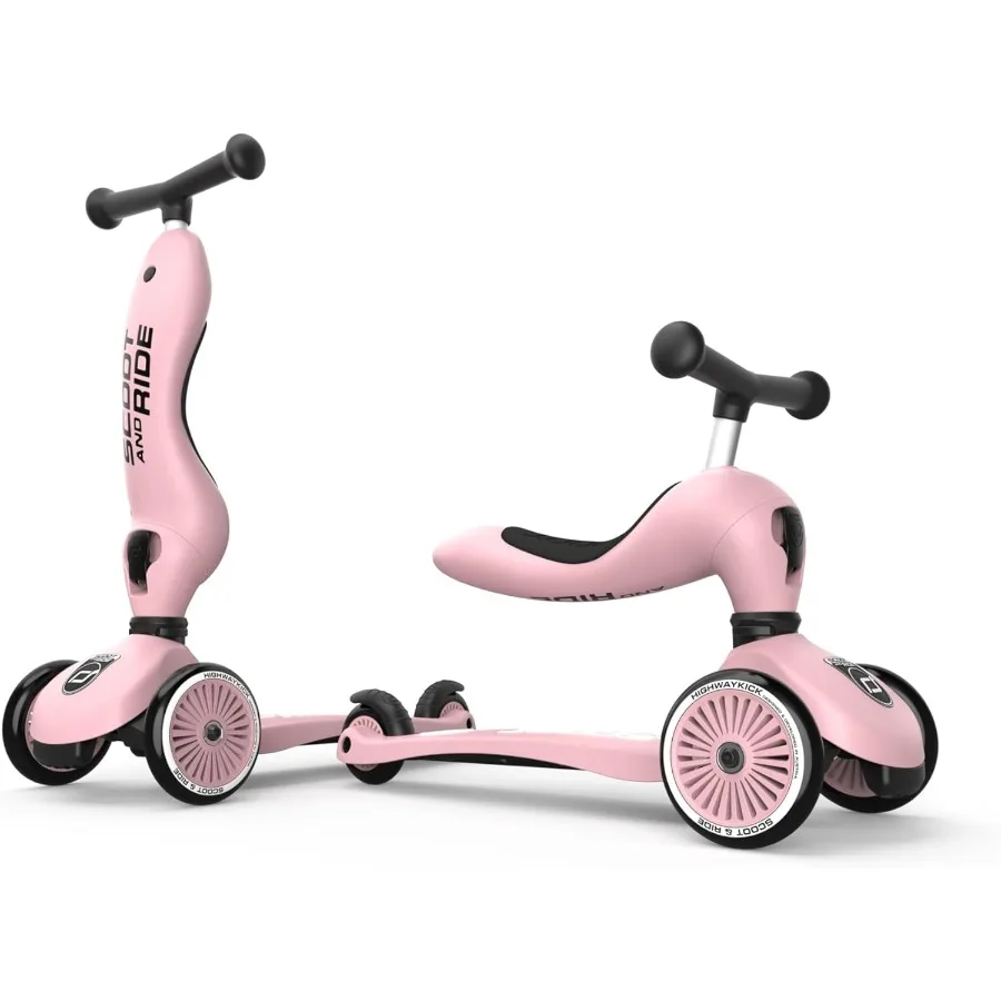 Highwaykick 1, monopattino per bambini 2 in 1 con sedile e monopattino per età di 1 a 5 anni, rosa - Giocattolo da corsa per bambini per interni o esterni con regolazione