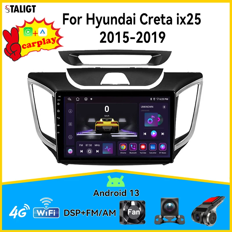 2Din Android Multimedia Automotive Autoradio DSP Subwoofer Voor Hyundai Creta ix25 2015-2019 Autoradio Video Carplay Android