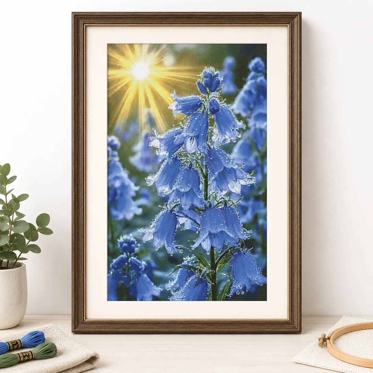 [ZZ9227-Sunshine Bellflower]Stamped Cross Stitch Kit 14CT 18CT 16CT DIY Printed Canvas Cotton Thread Embroidery Needlework