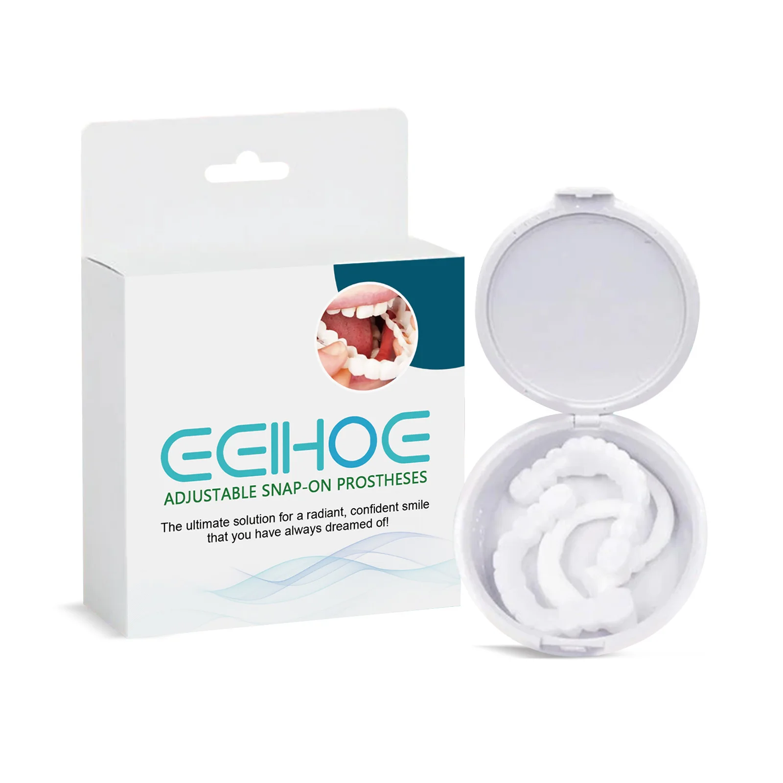 ​EELHOE Veneers Teeth Snap on Smile Dental Braces to Straighten Dentures Oral Hygiene Kit Fake Braces for Teeth Temporary 1 Pair