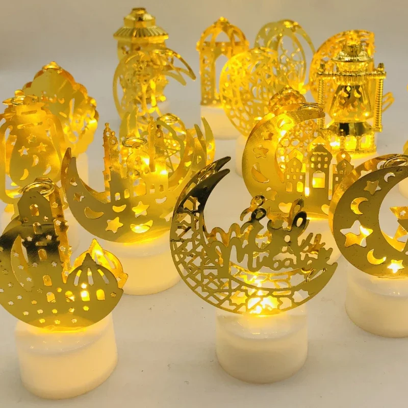 عيد مبارك LED شمعة صغيرة خفيفة رمضان كريم ديكور المنزل الإسلامي مسلم مهرجان ديكور الحفلات لوازم عيد الفطر