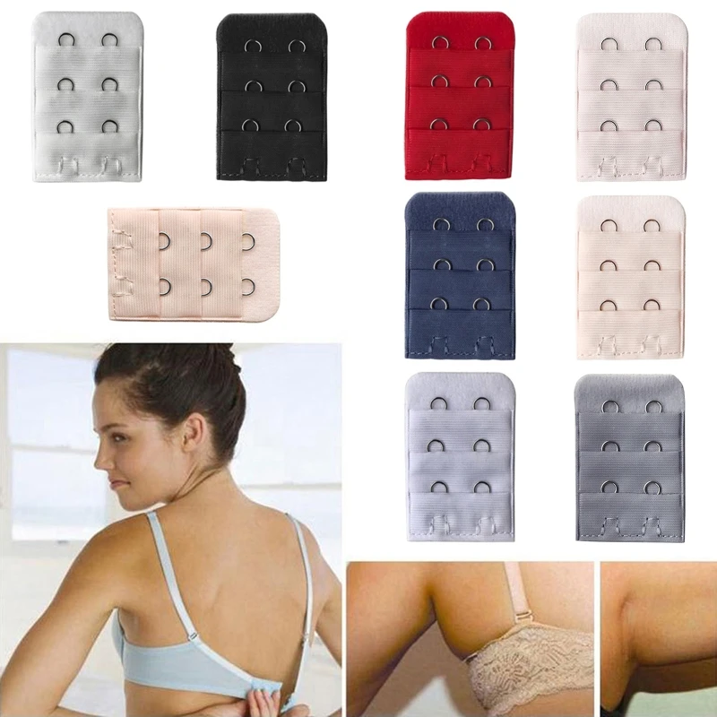 Womens Soft Comfortable Elastic Bra Extenders Extension Strap 2 Hook 3 Row Band D5QB