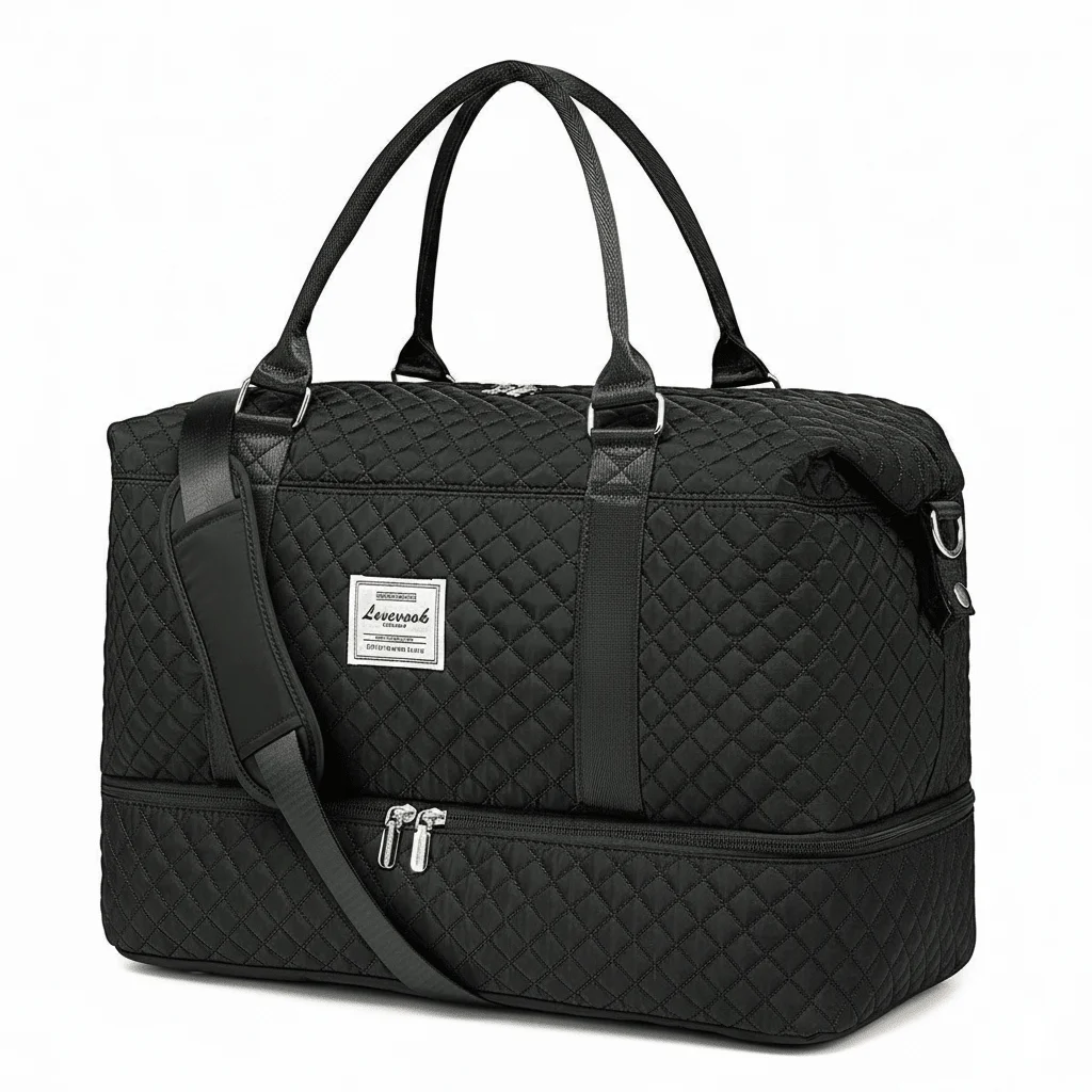 TD Travel Duffel Bag, Women's Weekend Travel Bag (With Shoe Compartment), Carry-On Overnight Bag, Gym Duffel Bag (With Waterproof Bag), Maternity Bag. Important!!! (Toiletries Bag Not Included) Black