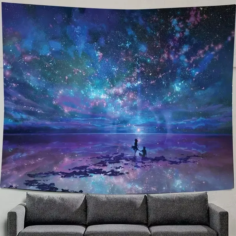 غامض الكون السماء المرصعة بالنجوم الفضاء تريبي الجدار الشنق مخدر ستار المفروشات لغرفة النوم قماش صوفي السجاد نسيج المنزل
