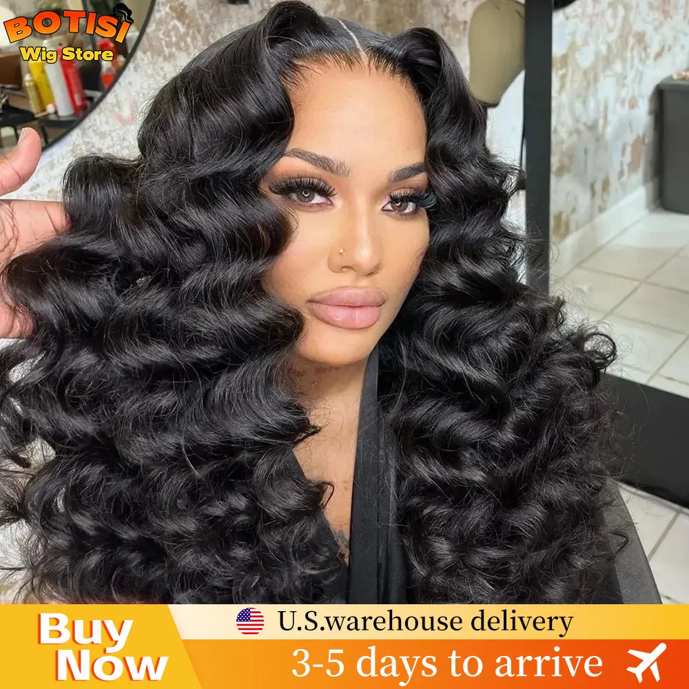 

Botisi 13x4 Lace Frontal Loose Body Wave Loose Deep Wave Curly Hd Lace Wig 13x6 Человеческие волосы Натуральный черный парик Бразильские волосы