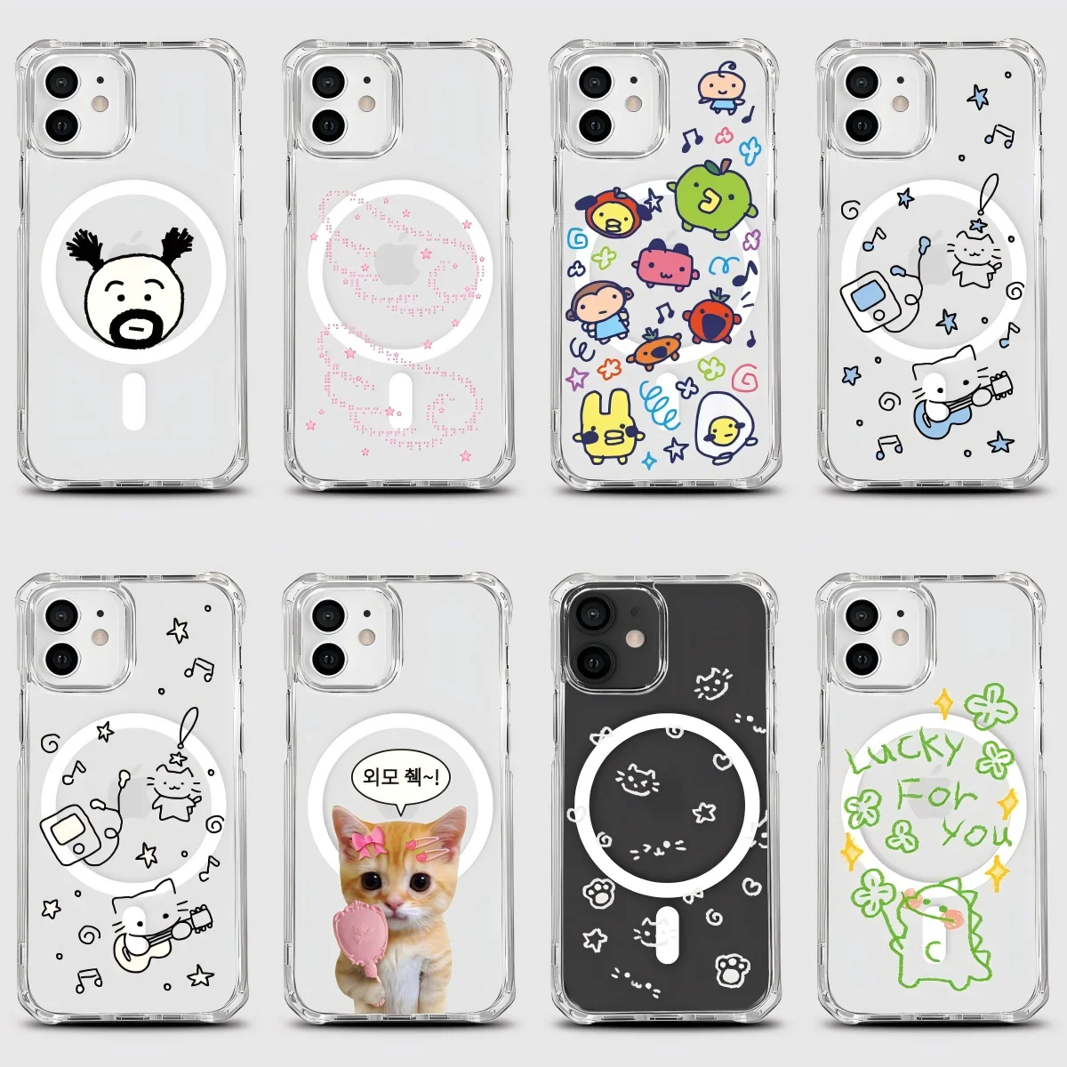 INS Mixed Sticker Magnetic Phone Case for Samsung Galaxy S23 S24 S25 S26 Plus Ultra Edge FE 5G Clear Anti Fall Cover