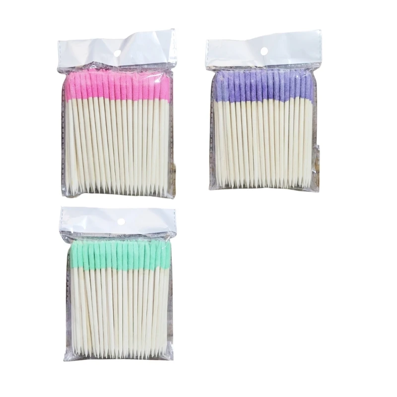 両面オレンジ木製ネイルスティックマッチ棒ファインディテール研磨スティックキューティクルプッシャーマニキュアペディキュアツール