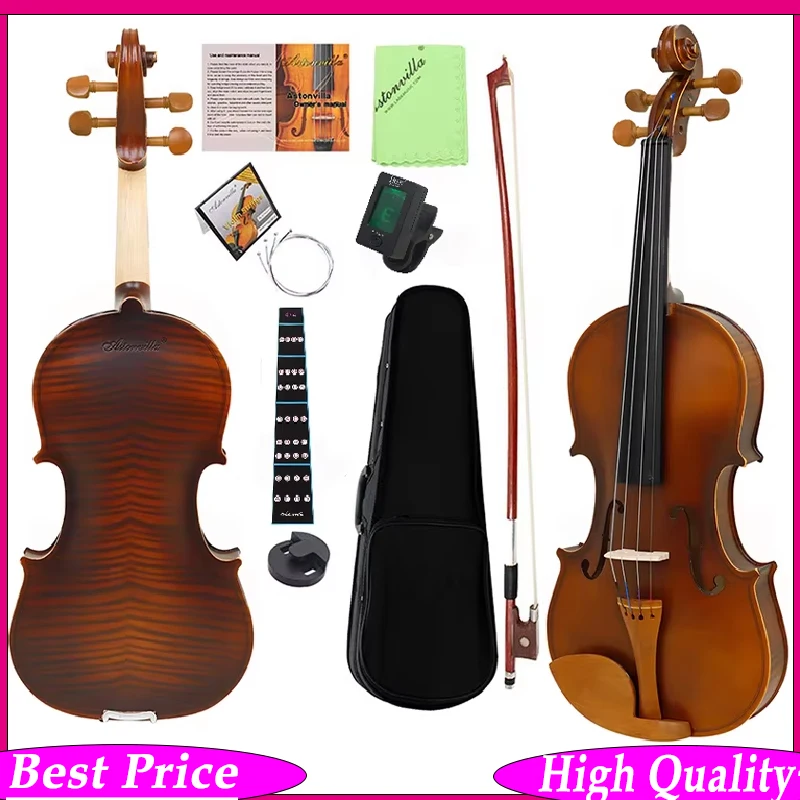 

Astonvilla Acoustic Violin Set for Beginners - 4/4 3/4 1/2 Sizes Available with Bow And Case Included Fiddle String Instrument