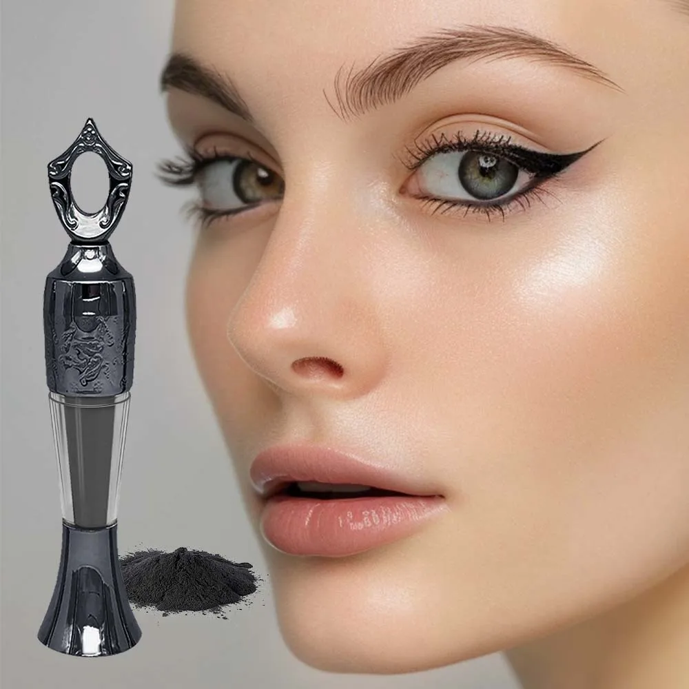 Kohl Powder Eye Liner Powder Eyeliner Blendable Intense Color Long-Wearing Jet Black Long-Lasting Eyeliner Arabic Eyeliner