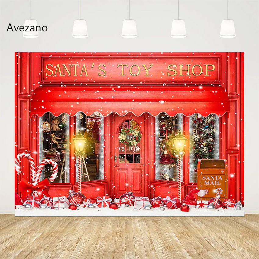 

Avezano Christmas Backdrops Red Santa's Toy Shop Snowflake Kids Holiday Portrait Decoration Photography Background Photo Studio